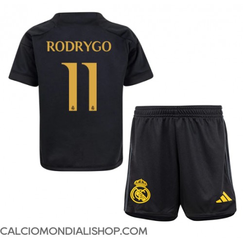 Maglie da calcio Real Madrid Rodrygo Goes #11 Terza Maglia Bambino 2023-24 Manica Corta (+ Pantaloni corti)